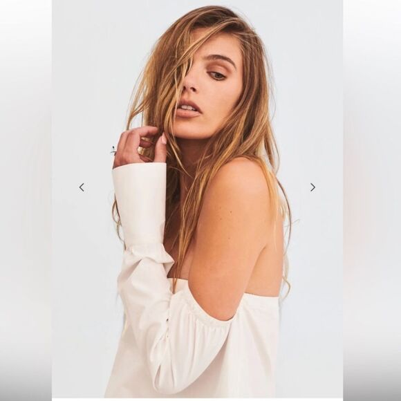 NWT SER.O.YA Randi Off‎ the Shoulder White Long Sleeve Top Size Small - Picture 2 of 11